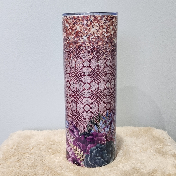 20 oz Decorative Stainless Steel Floral Tumbler - Picture 5 of 5